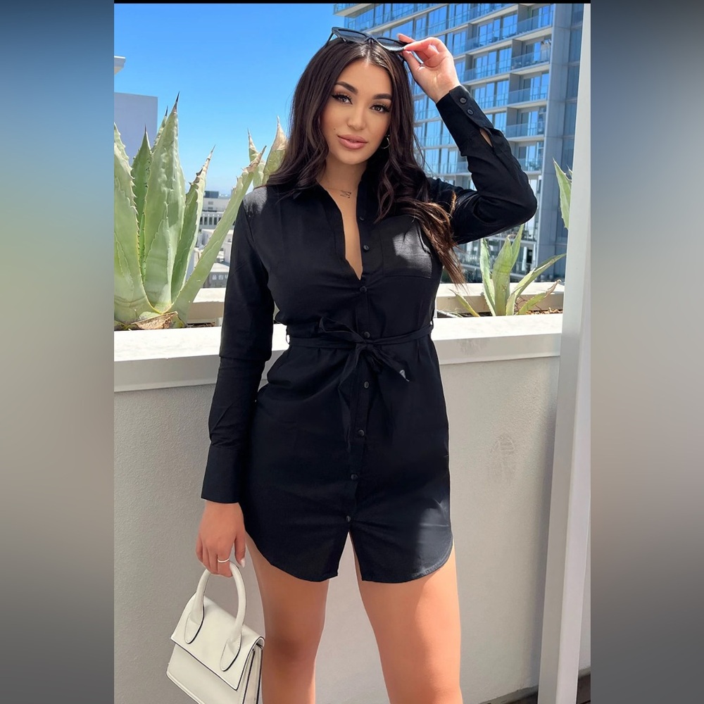 Fashion nova black button up dress